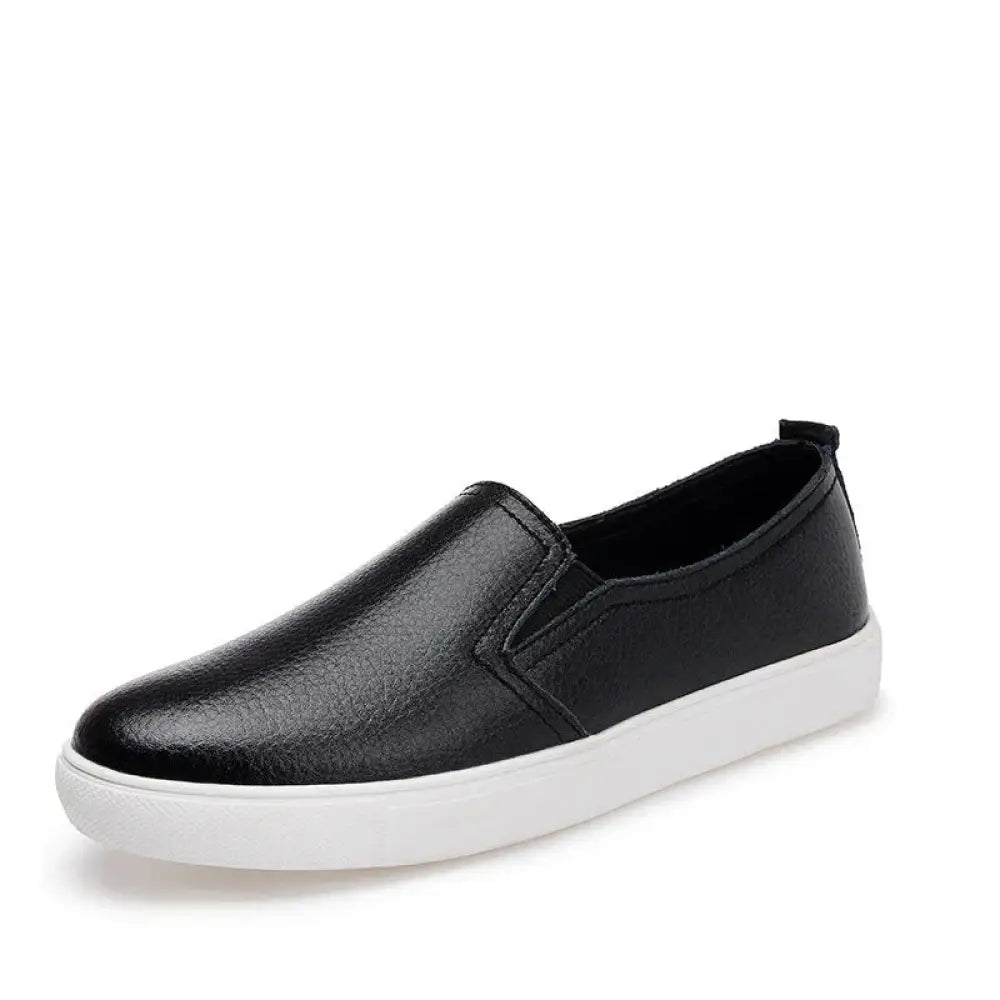 Women's Minimalist Korean Style Leather Slip-on Sneakers