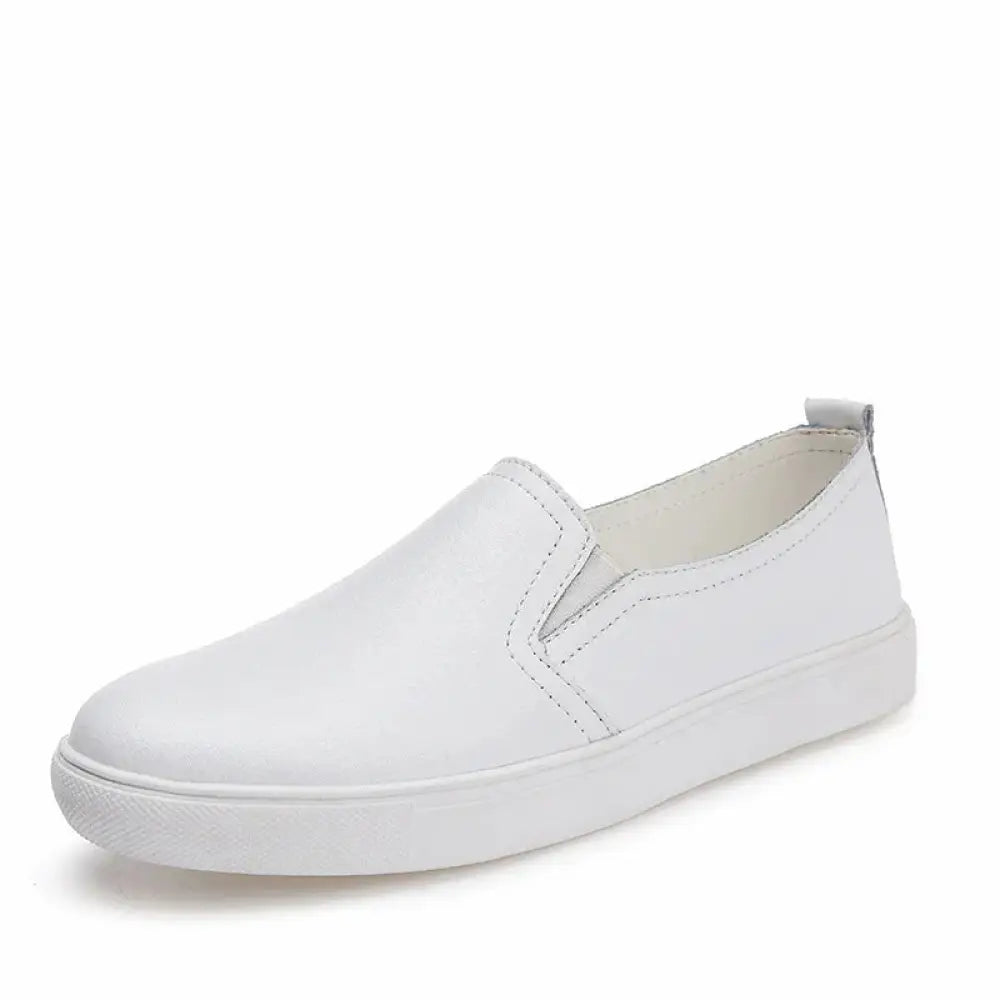 Women's Minimalist Korean Style Leather Slip-on Sneakers
