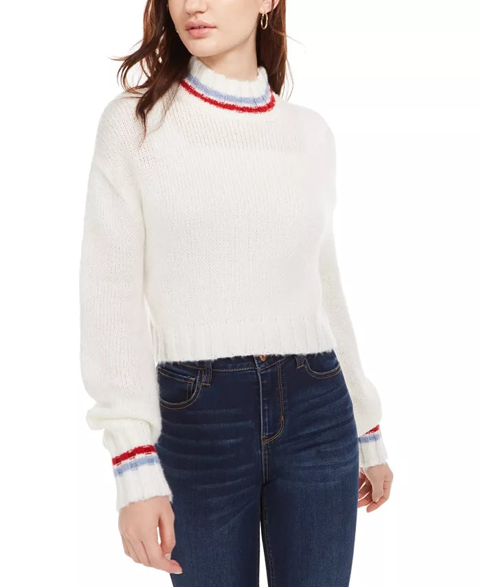 Suéter curto de gola alta Planet Gold Juniors, branco, tamanho grande