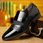 Men's Wine Red Patchwork Leather Buckle Dress Shoes