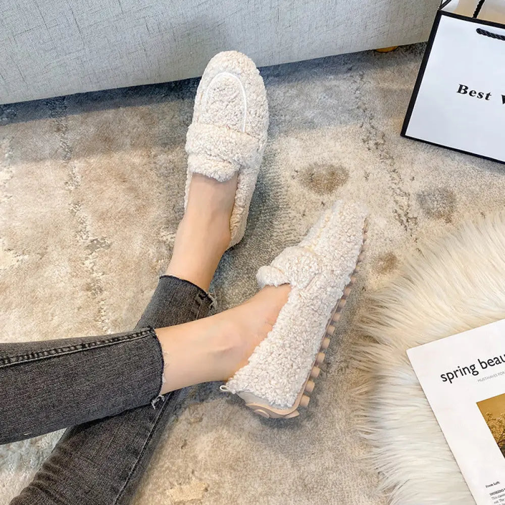 Plush Faux Shearling Winter Loafers with Chunky Sole