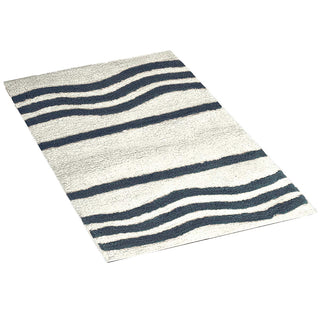 Tapete de banho listrado Mainstays, algodão supermacio, lavável à máquina, 50,8 cm x 76,6 cm - Azul-marinho