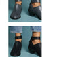 Women's Cut-out Leather Buckle Ankle Boots