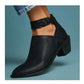 Women's Cut-out Leather Buckle Ankle Boots