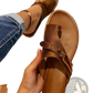 Women Leather Thong Sandals Casual Flat Platform Slides