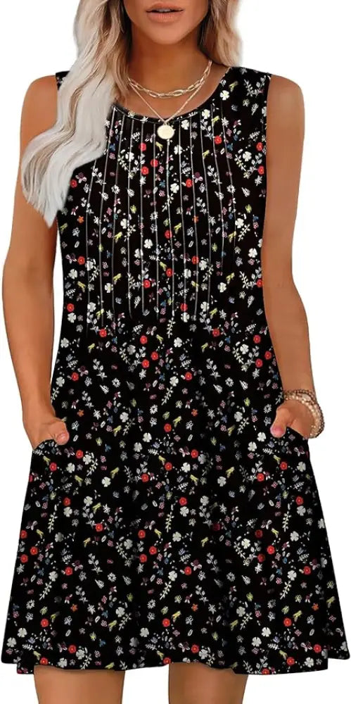 Women's Loose Geometric and Tropical Summer Beach Dress