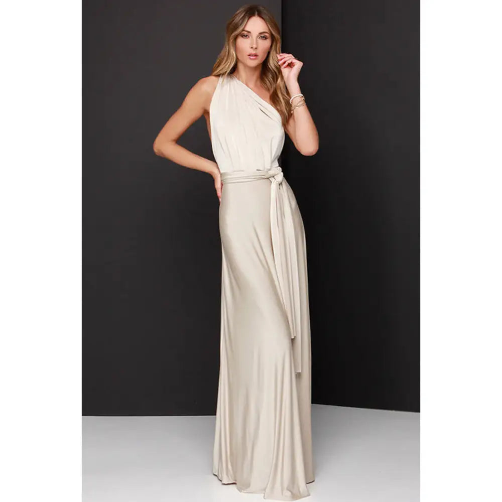 Multiway Satin Halter Neck Maxi Party Dress