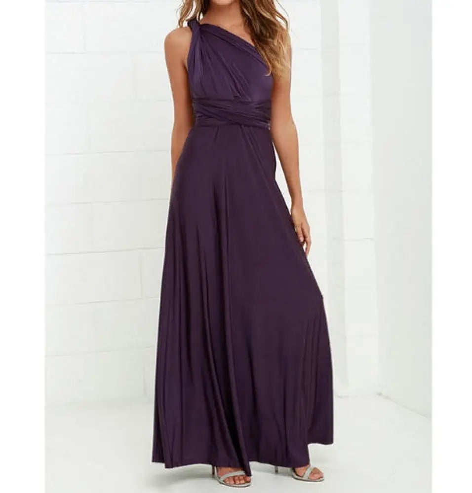 Multiway Satin Halter Neck Maxi Party Dress