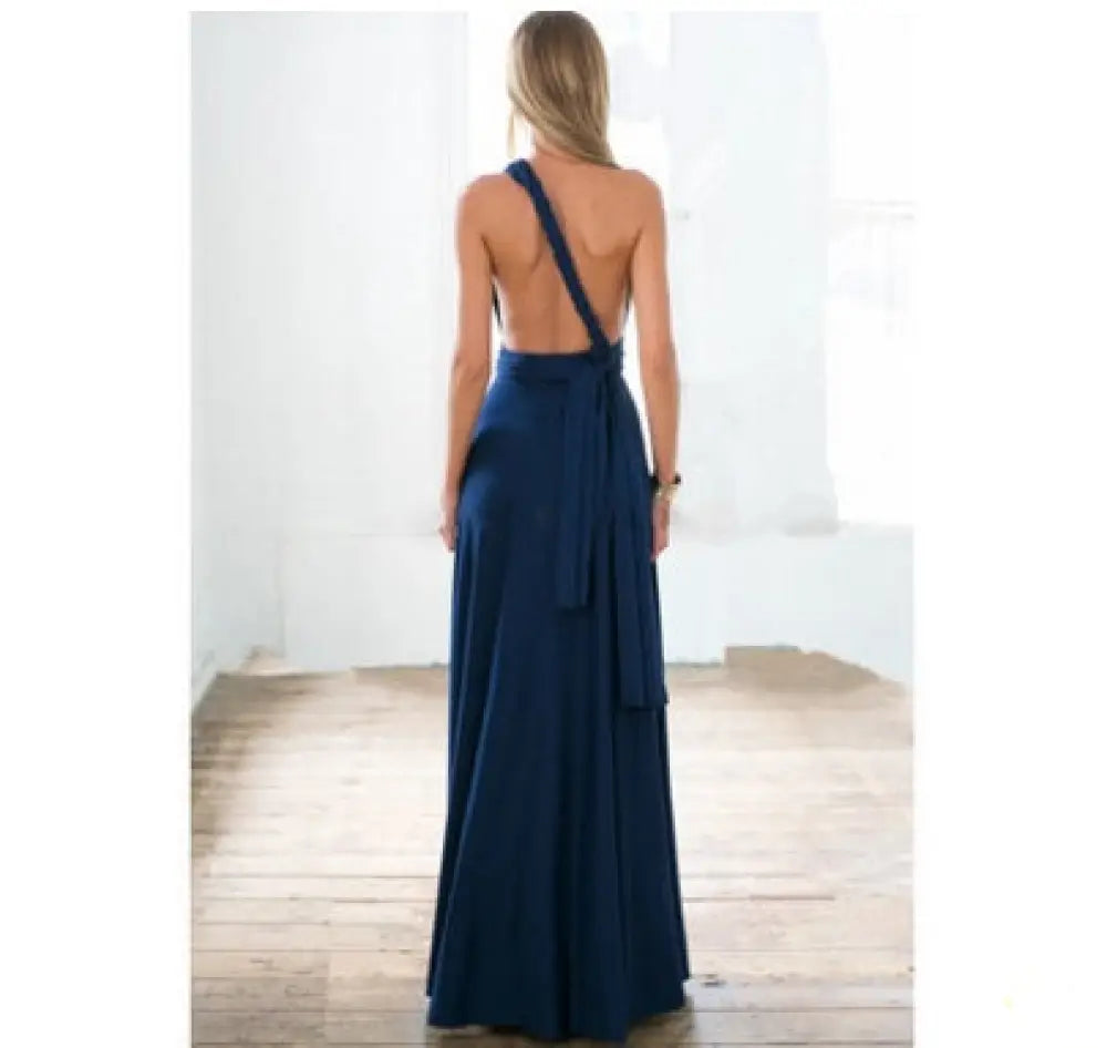 Multiway Satin Halter Neck Maxi Party Dress