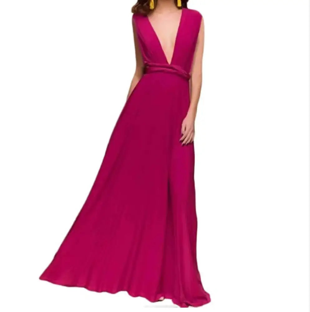 Multiway Satin Halter Neck Maxi Party Dress