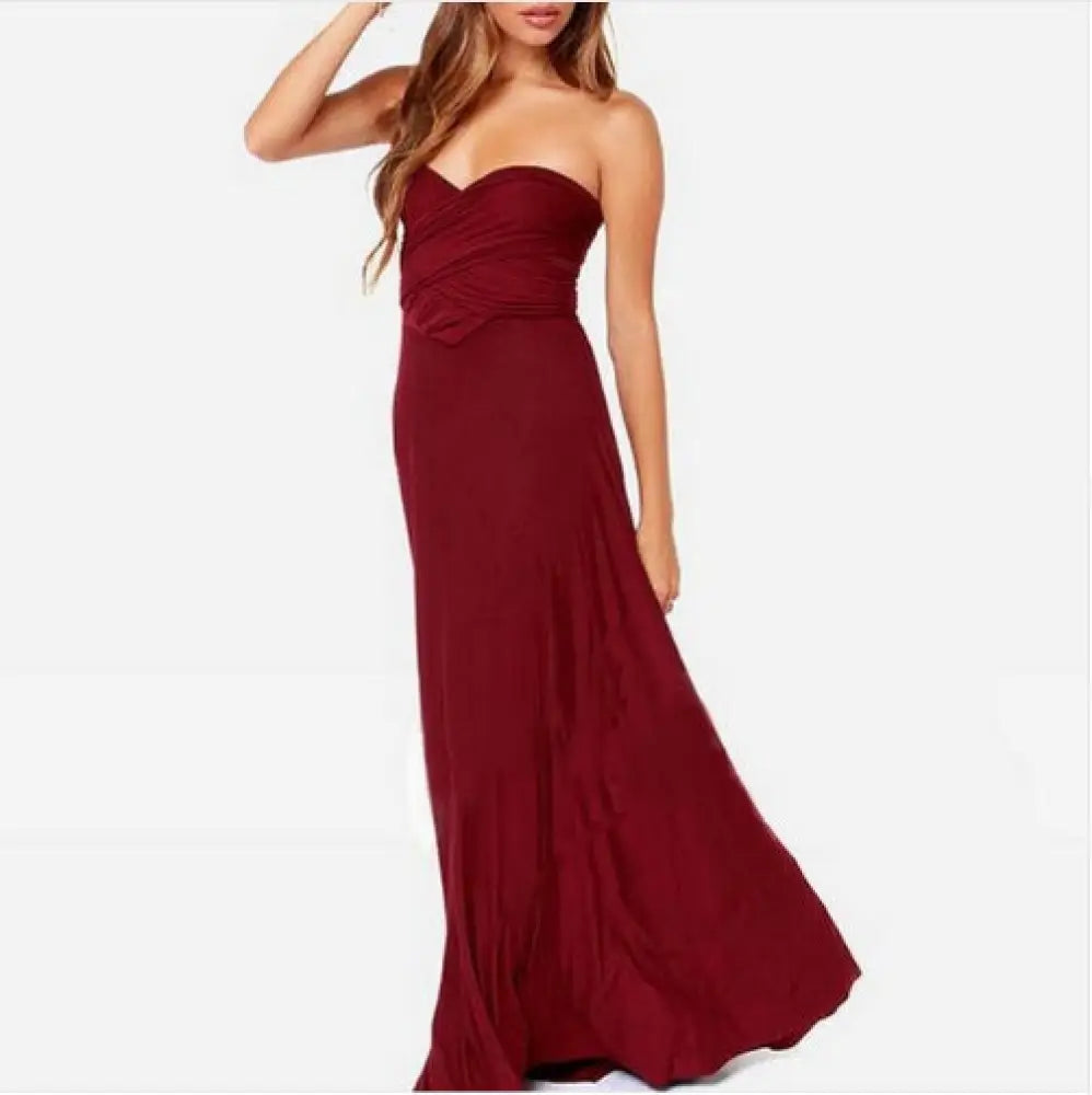 Multiway Satin Halter Neck Maxi Party Dress