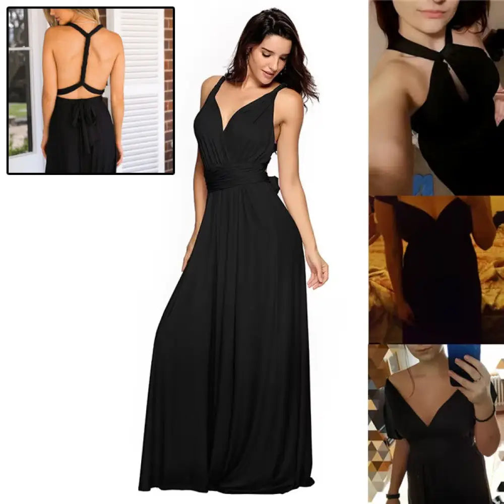 Multiway Satin Halter Neck Maxi Party Dress