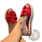 Women Platform Bow Espadrille Slide Sandals