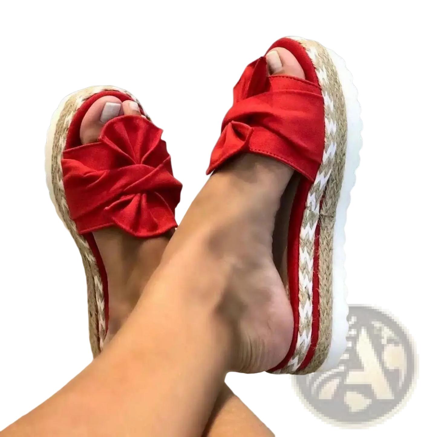 Women Platform Bow Espadrille Slide Sandals