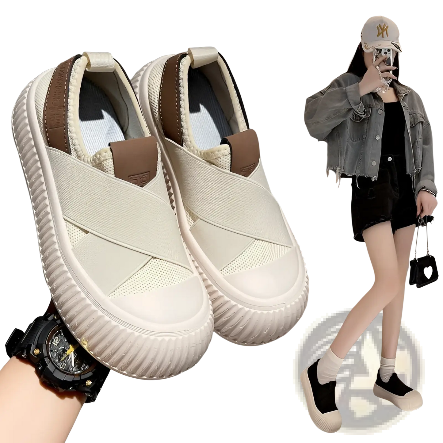 Women Retro Breathable Slip on Casual Sneakers