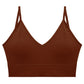 Seamless v Neck Ribbed Tube Top Bra with Adjustable Straps