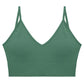 Seamless v Neck Ribbed Tube Top Bra with Adjustable Straps