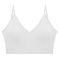 Seamless v Neck Ribbed Tube Top Bra with Adjustable Straps