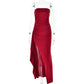 Strapless Pleated Maxi Gown with High Slit and Ruched Bodice