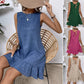Sleeveless Ruffle Hem Summer Vacation Beach Dress