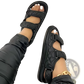 Women Velcro Quilted Platform Beach Sandals
