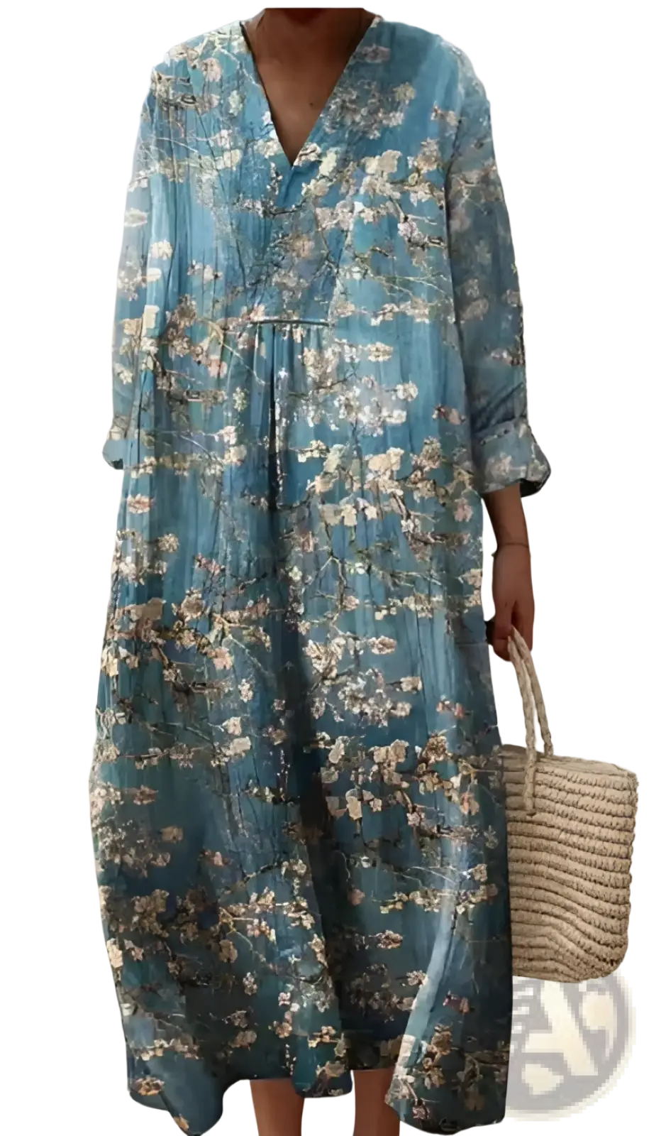 Women's Abstract v Neck Patterned Maxi Dress