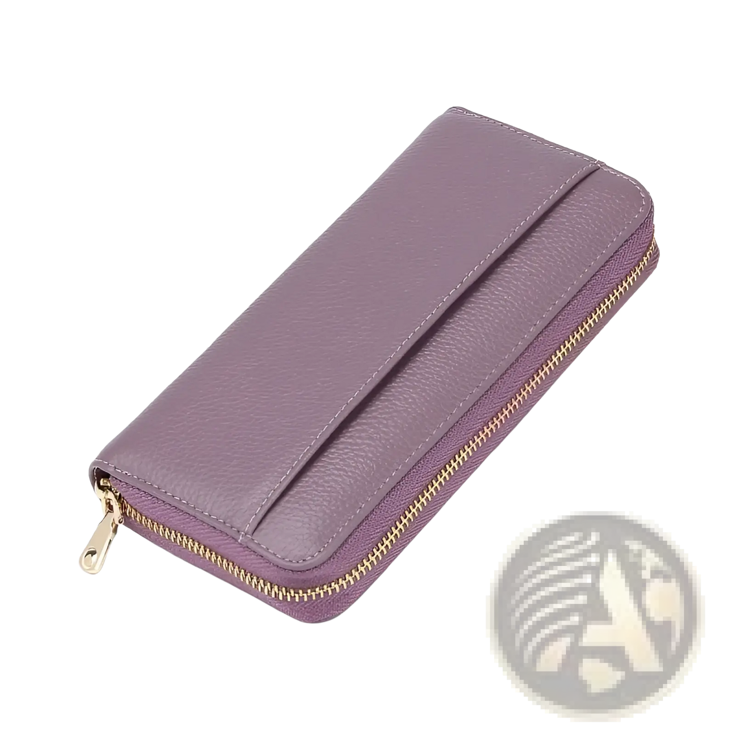 Women's Black Textured Leather Zip Around Wallet