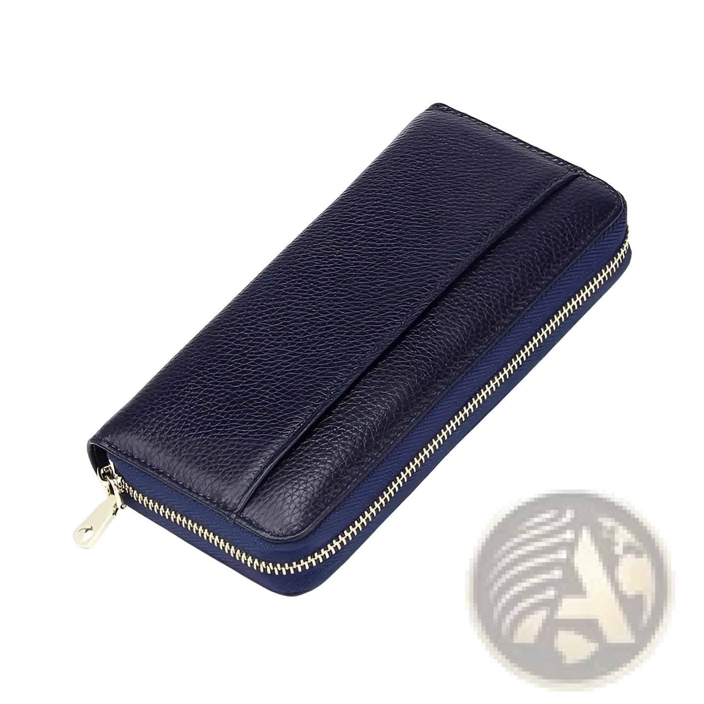 Women's Black Textured Leather Zip Around Wallet