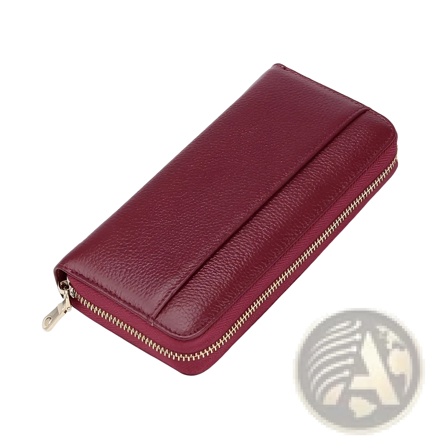 Women's Black Textured Leather Zip Around Wallet