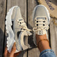 Women's Breathable Flyknit Mesh Lace-up Walking Sneakers