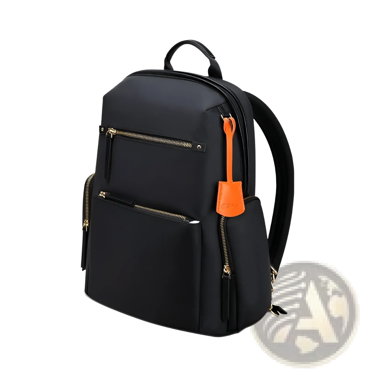Women's Business Nylon Backpack with Gold Zippers