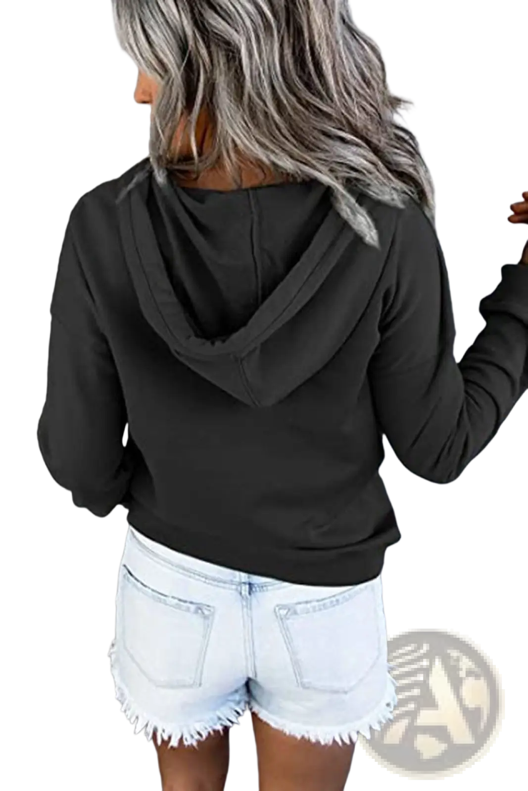 Women's Button Neck Drawstring Hooded Sweatshirt