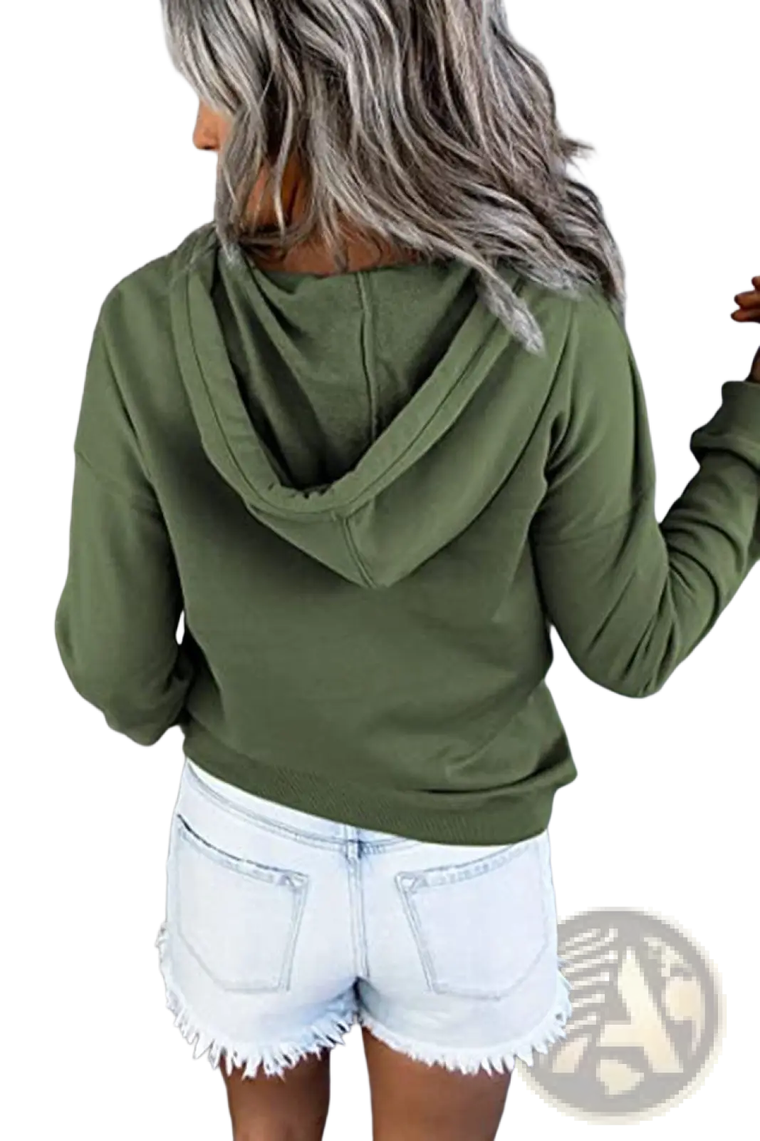 Women's Button Neck Drawstring Hooded Sweatshirt