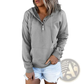 Women's Button Neck Drawstring Hooded Sweatshirt