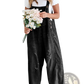Women's Distressed Denim Overalls with Adjustable Straps