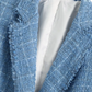 Women's Double Breasted Light Blue Textured Tweed Blazer