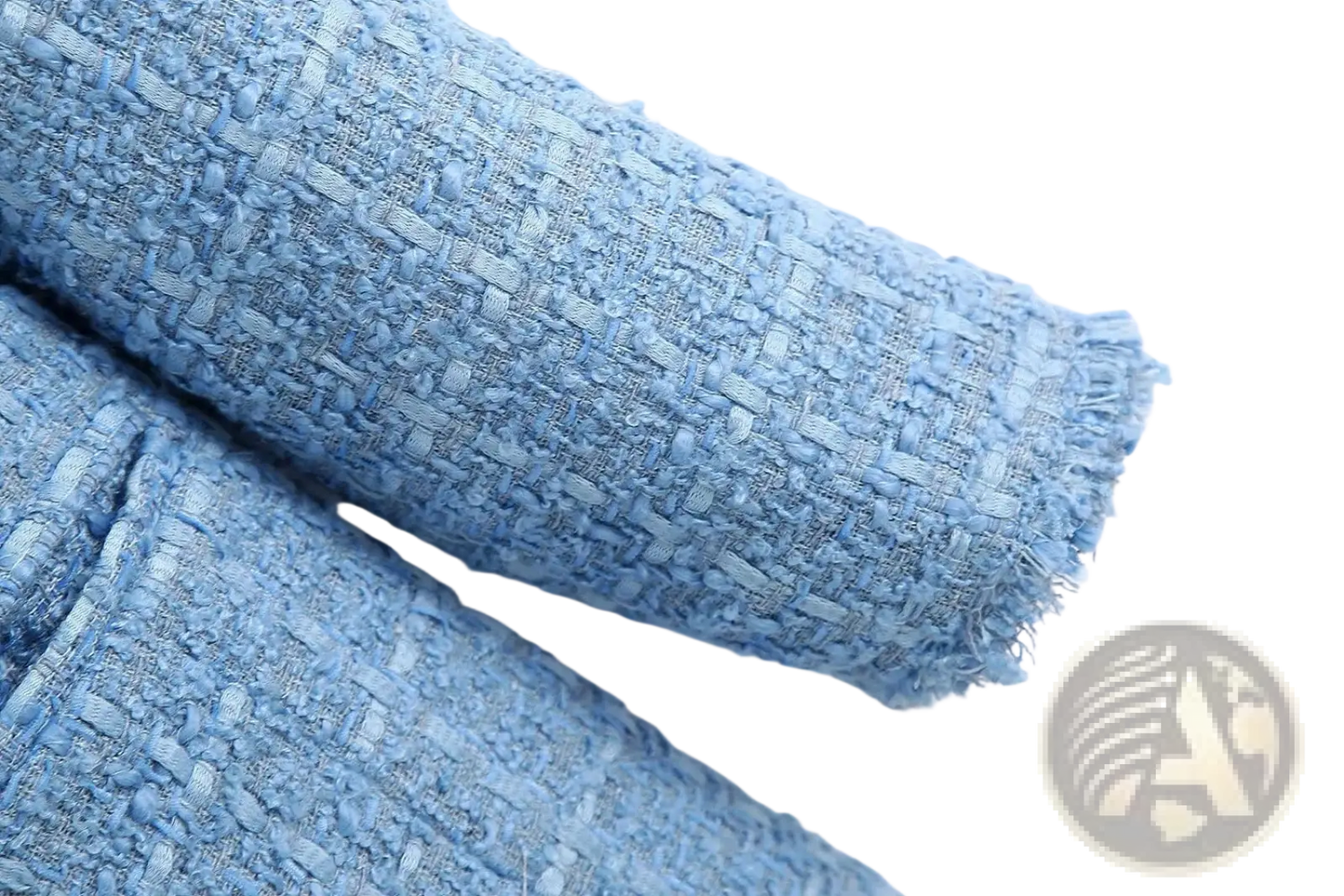 Women's Double Breasted Light Blue Textured Tweed Blazer