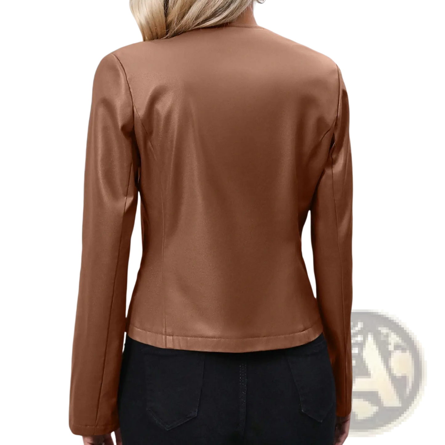 Women's Faux Leather Bomber Jacket Long Sleeve Outwear