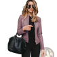 Women's Faux Leather Bomber Jacket Urban Casual Coat