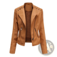 Women's Faux Leather Moto Jacket Slim Fit Biker Coat
