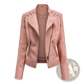Women's Faux Leather Moto Jacket Slim Fit Coat