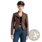 Women's Faux Leather Moto Jacket Slim Fit Coat