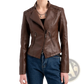 Women's Faux Leather Moto Jacket Slim Fit Coat