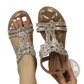 Women's Floral Rhinestone Wedge Sandals Low Heel