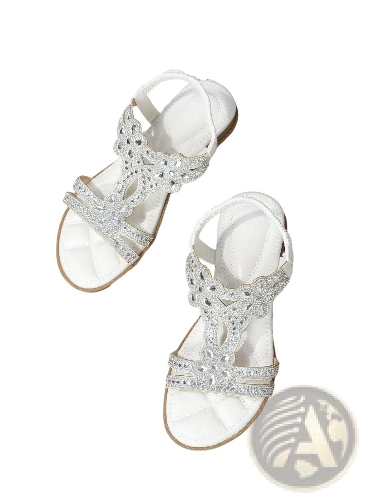 Women's Floral Rhinestone Wedge Sandals Low Heel