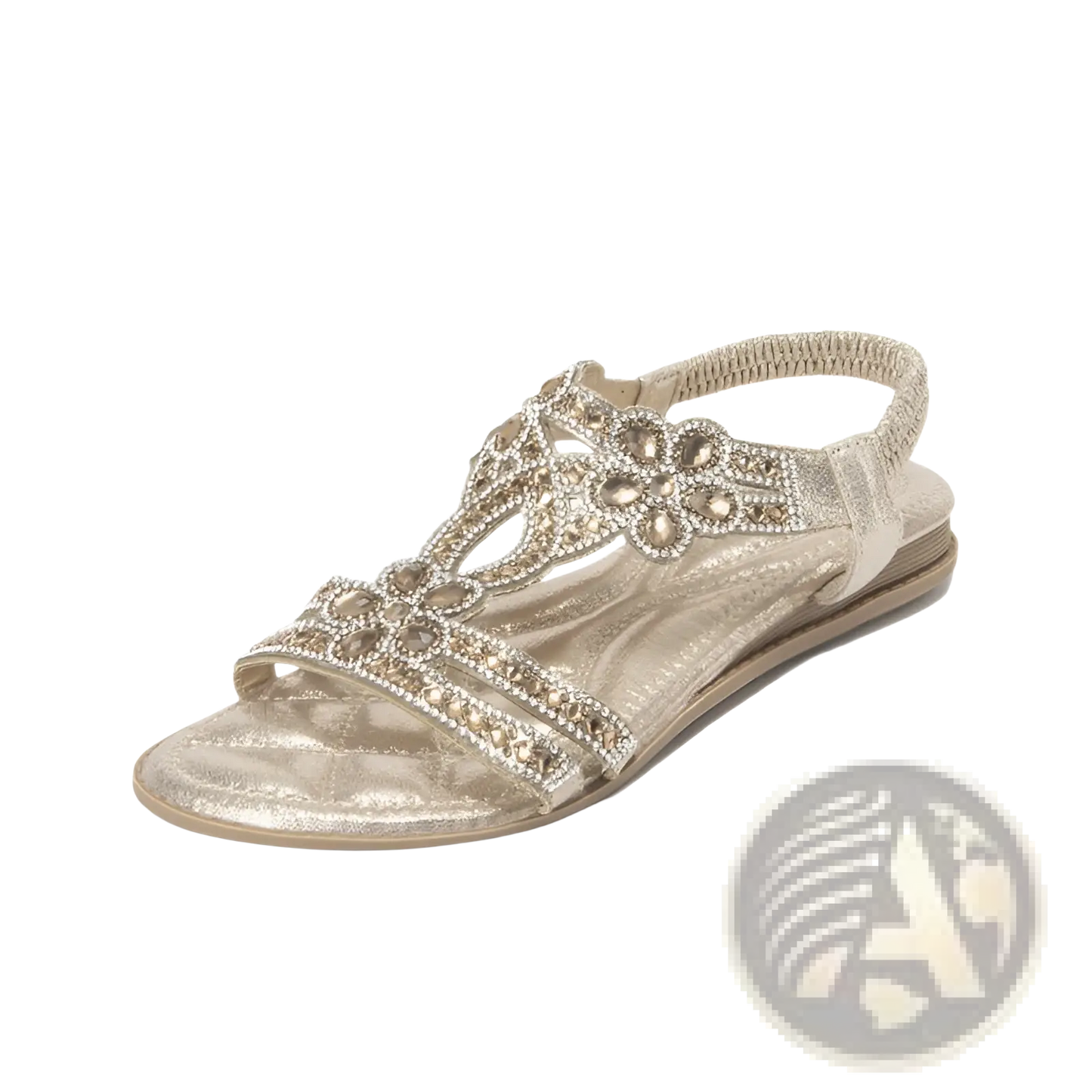 Women's Floral Rhinestone Wedge Sandals Low Heel