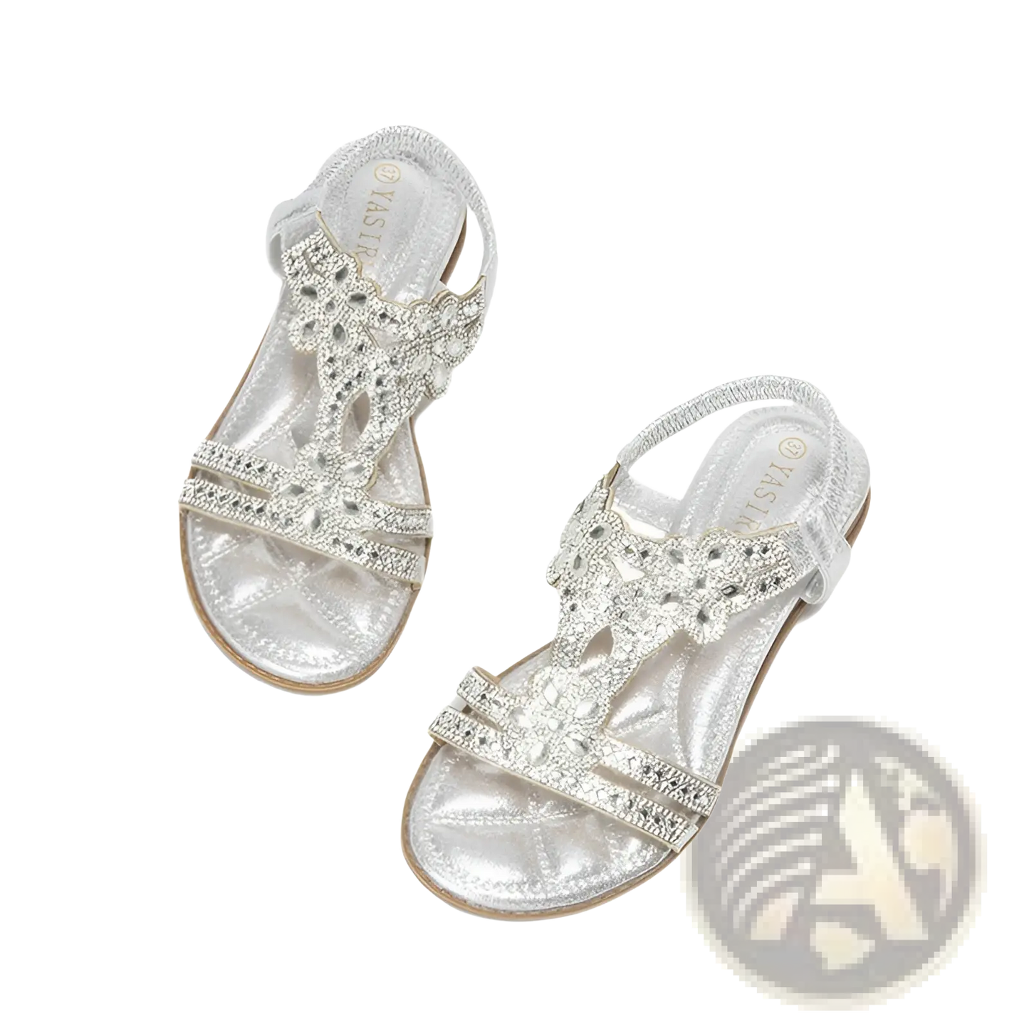 Women's Floral Rhinestone Wedge Sandals Low Heel