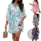 Women's Floral V-neck Ruffle Dress with Waist Tie