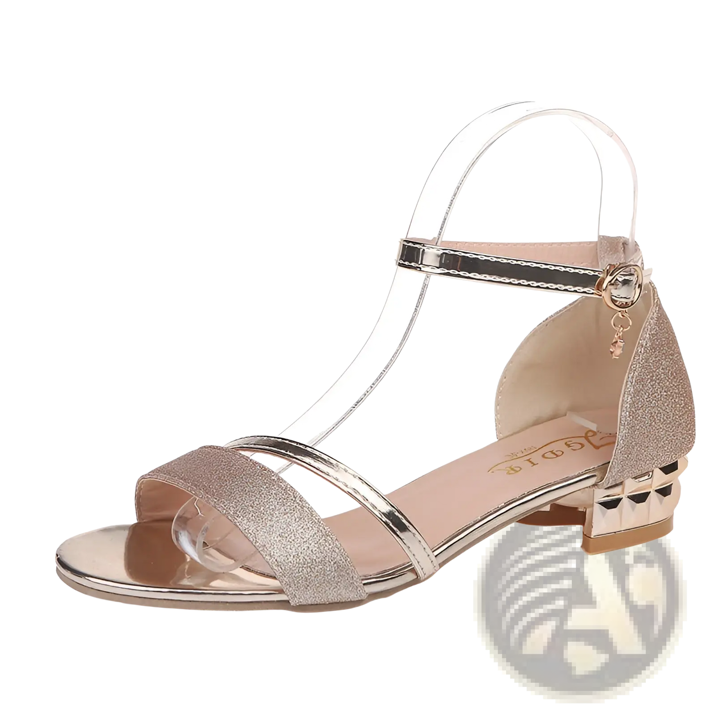Women's Glitter Low Heel Buckle Sandals