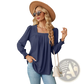 Women's Jacquard Square Neck Pleated Swallowtail Blouse